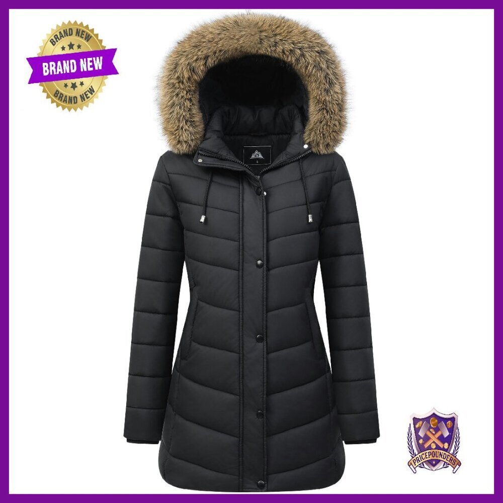 Women's Long Puffer Coat Fleece Lined Down Jacket Waterproof Hooded Parka